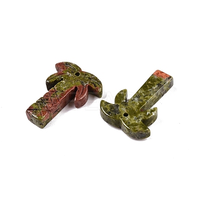 Natural Unakite Coconut Tree Pendants G-N342-02B-1