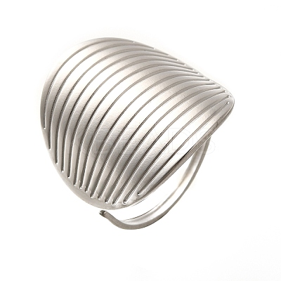 Oval 304 Stainless Steel Cuff Rings for Women RJEW-G339-01P-1