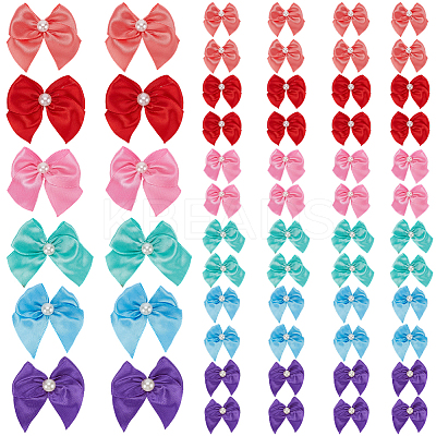 72Pcs 6 Colors Bowknot Polyester Ornament Accessories DIY-SP0003-60A-1