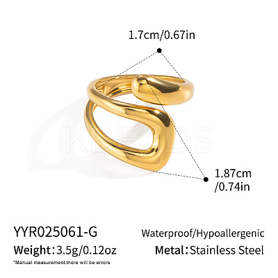 Irregular 304 Stainless Steel Cuff Open Rings for Women TO5152-1