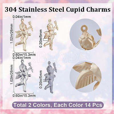 28Pcs 2 Colors Valentine's Day 304 Stainless Steel Pendants STAS-BBC0002-77-1