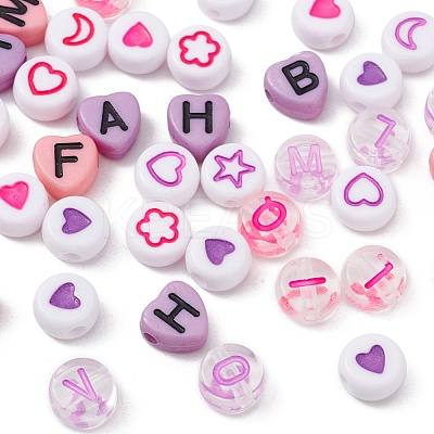 8 Style Pink & Purple Series Opaque Acrylic Beads MACR-YW0001-50-1
