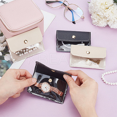 Portable Imitation Leather Jewelry Storage Zipper Boxs with 4 Insert Bags CON-WH0202-001C-1