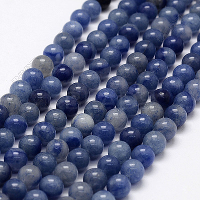 Dyed & Heated Natural Blue Aventurine Beads Strands G-I199-24-8mm-1