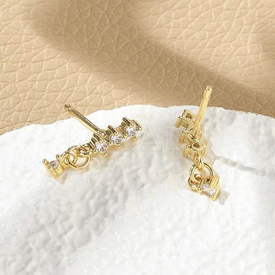 Brass Micro Pave Clear Cubic Zirconia Stud Earrings EJEW-R016-26G-01-1