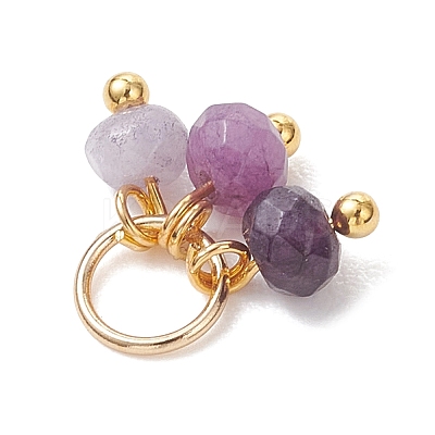 5Pcs 5 Styles Dyed Natural Malaysia Jade Faceted Rondelle Bead Charms PALLOY-JF04898-01-1