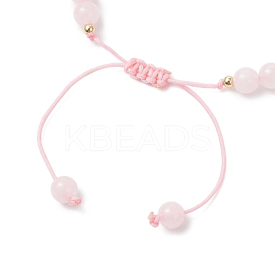 Natural Rose Quartz Beaded Braided Bead Bracelets for Women BJEW-JB12528-02-1