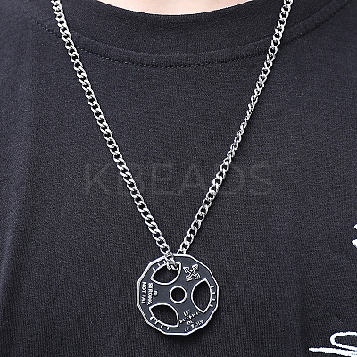 Fitness Barbell Alloy Black Enamel Pendant Necklaces for Men FS-WG955E3-01-1