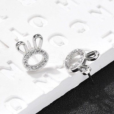Rabbit Head Brass Micro Pave Cubic Zirconia Ear Studs EJEW-D304-39P-1