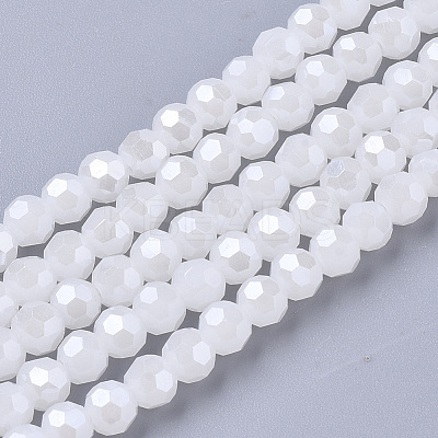Faceted(32 Facets) Electroplate Glass Beads Strands X-EGLA-R018-4mm-7-1