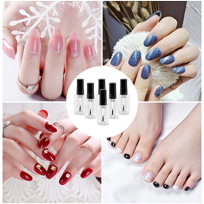 Transparent Glass with Plastic Nail Polish Empty Bottle AJEW-GF0009-74C-1