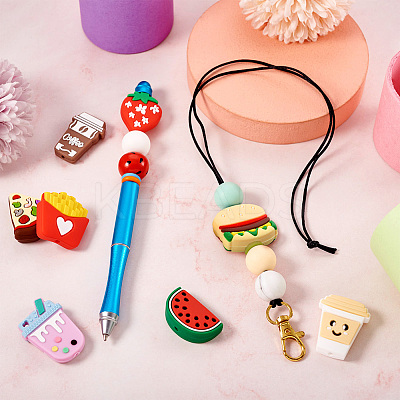 15Pcs 15 Styles Food Silicone Focal Beads SIL-TA0001-87-1