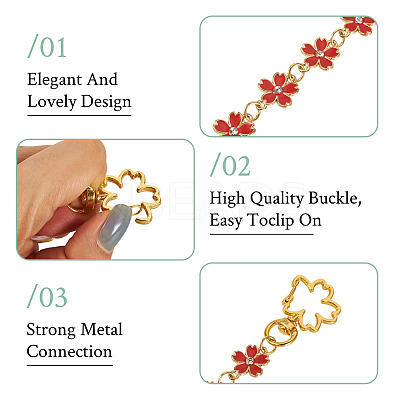 7Pcs 7 Colors Alloy Enamel Flower Link Bag Extension Chains HJEW-TAC0104-1
