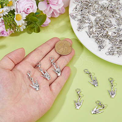60Pcs Rock Gesture Alloy Pendant Decorations HJEW-DC00111-1