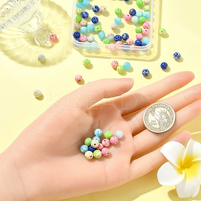 100Pcs 5 Colors Synthetic Imperial Jasper Dyed Beads Strands G-YW0001-96-1