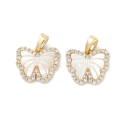 Natural White Shell Butterfly Charms KK-U043-24G-1