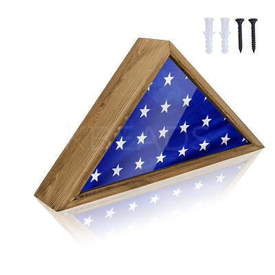 Triangle Wooden Wall Mounted Foldable Flag Cases CON-WH0125-09A-1