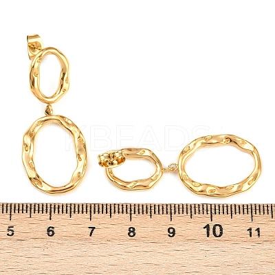 304 Stainless Steel Oval Dangle Stud Earrings EJEW-I320-20G-1