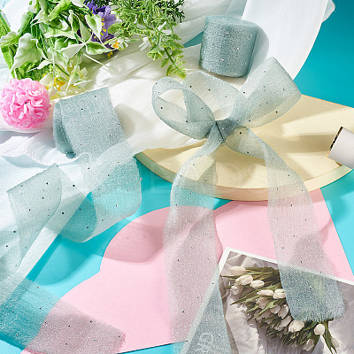 2Rolls Polyester Hot-fix Rhinestone Raw Edges Ribbon OCOR-TA0003-95A-1