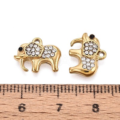 304 Stainless Steel Rhinestone Charms STAS-N115-46G-1