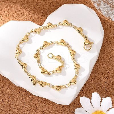 304 Stainless Steel Heart Link Bracelets BJEW-M121-03G-1