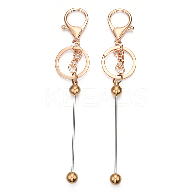 Electroplate Alloy and Brass Bar Beadable Keychain for Jewelry Making DIY Crafts DIY-YW0007-57G-1