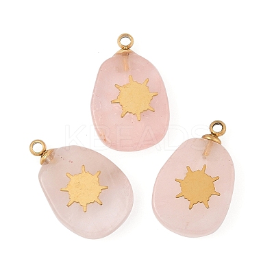 Natural Rose Quartz Pendants STAS-P380-77G-04-1