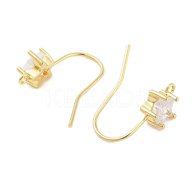 Brass Micro Pave Cubic Zirconia Earrings Findings EJEW-B063-05G-03-1