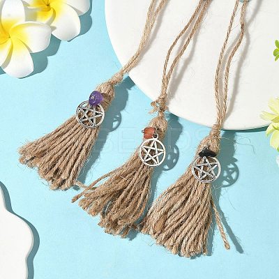 Halloween Witch Jute Cord Tassels Pendant Decorations HJEW-JM04045-1