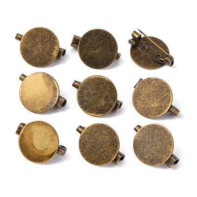 Brass Brooch Cabochon Settings X-KK-H090-1
