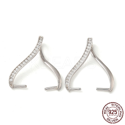 Rhodium Plated 925 Sterling Silver Micro Pave Clear Cubic Zirconia Ice Pick Pinch Bails X-STER-NH0001-52P-1