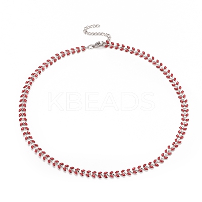 Enamel Wheat Link Chain Necklace NJEW-P220-02P-04-1