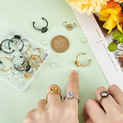 DIY Flat Round Blank Cameo Photo Ring Making Kit DIY-UN0004-46-1