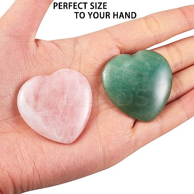 2Pcs 2 Style Heart Natural Mixed Gemstone Massage G-SZ0001-76B-1