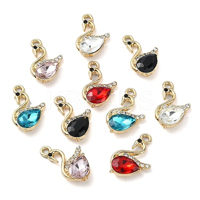 Golden Rack Plating Alloy Rhinestone Pendants PALLOY-F308-16G-1