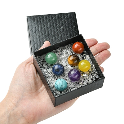 Natural & Synthetic Gemstone Healing Round Ornaments AJEW-FS0001-13B-1