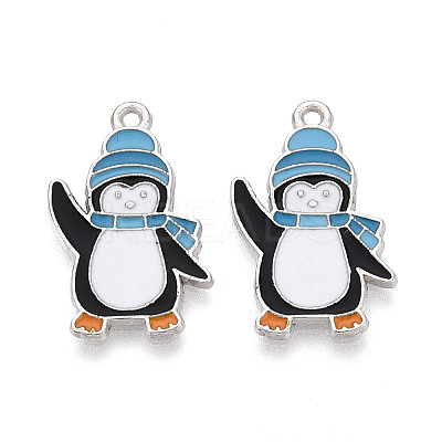 Rack Plating Alloy Enamel Penguin Pendants ENAM-T024-66A-P-1