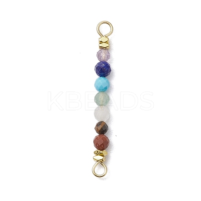 Natural & Synthetic Round Gemstone Faceted Round Beaded Chakra Connector Charms PALLOY-JF03456-1