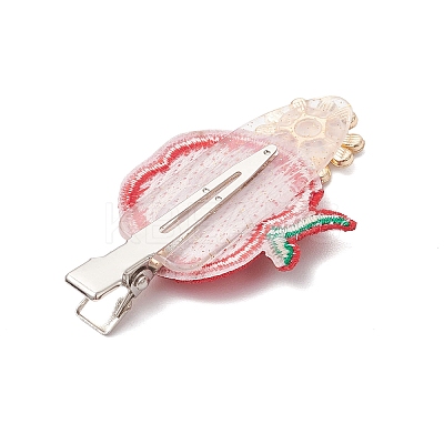 Embroidery Cloth Alloy and Plastic Apple Alligator Hair Clips PHAR-JH00128-1