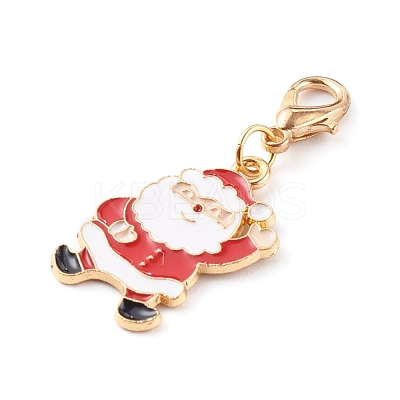 Christmas Theme Light Gold Alloy Enamel Pendants HJEW-JM00470-1