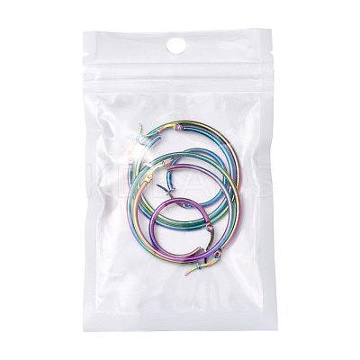 3 Pairs 3 Size 304 Stainless Steel Huggie Hoop Earrings EJEW-FS0001-03-1