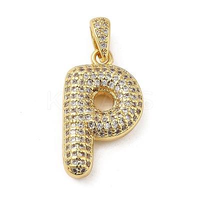Brass Micro Pave Cubic Zirconia Pendants KK-E061-03G-16-1