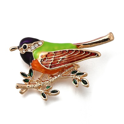 Bird Zinc Alloy Rhinstone Brooches JEWB-V001-04A-1