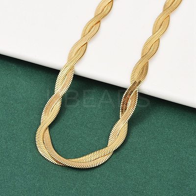 304 Stainless Steel Twist Rope Chain Necklace for Men Women NJEW-P269-03G-1