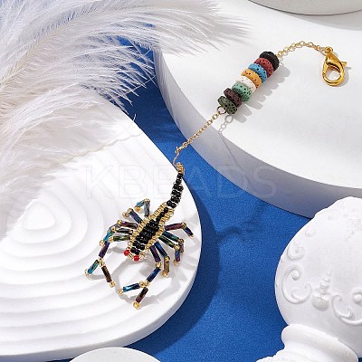 Scorpion Glass Seed Beads Pendant Decoration HJEW-MZ00121-1