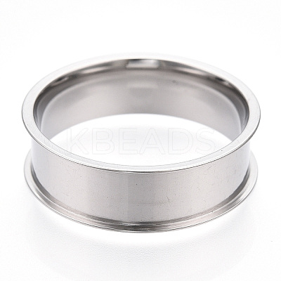 201 Stainless Steel Grooved Finger Ring Settings STAS-WH0047-8mm-28S-1