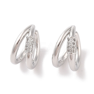 Brass Micro Pave Clear Cubic Zirconia Cuff Earrings for Women EJEW-I305-08P-1