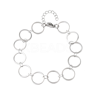 304 Stainless Steel Ring Link Chain Bracelets BJEW-P373-02D-P-1