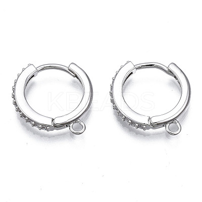 Brass Micro Pave Cubic Zirconia Huggie Hoop Earring Findings KK-T063-013P-NF-1