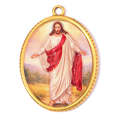 Religion Printed 304 Stainless Steel Pendants SA-OY003-86G-1